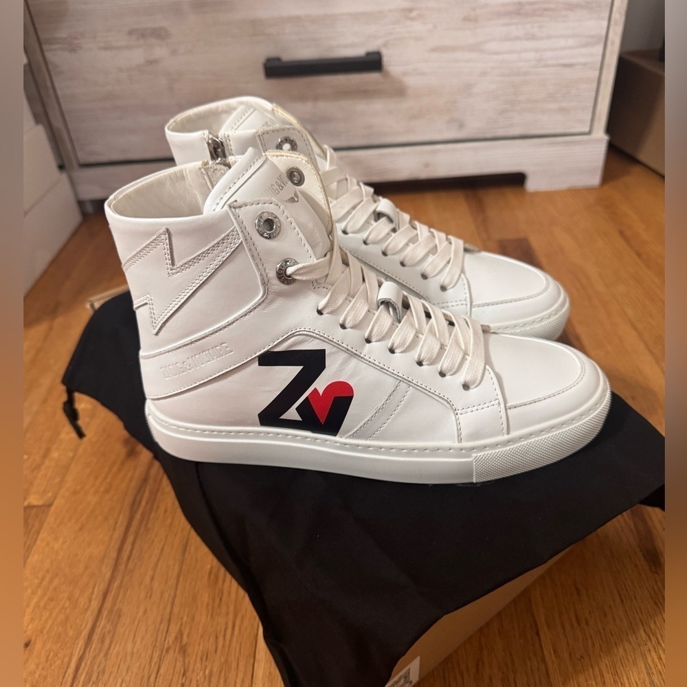 ZADIG & VOLTAIRE Logo High Top Zip Sneakers size 37 - Picture 5 of 11